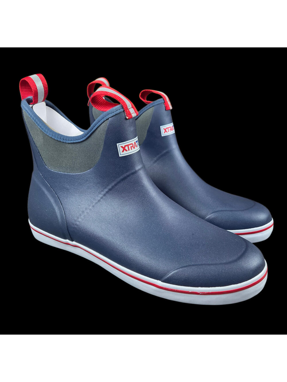 Xtratuf 6" Ankle Rubber Deck Boots Round Toe Navy Blue Pull-On Men's Size 12
